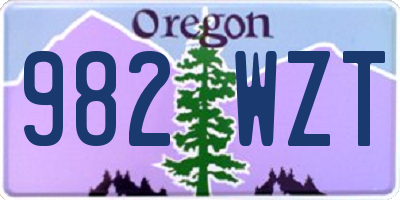 OR license plate 982WZT