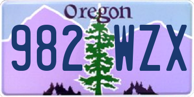 OR license plate 982WZX