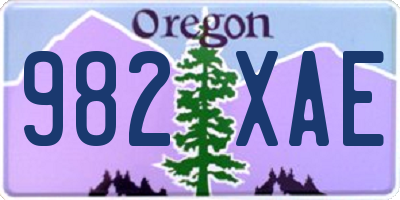 OR license plate 982XAE