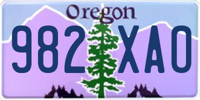 OR license plate 982XAO