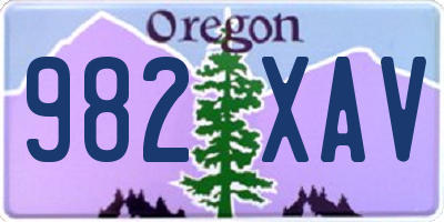 OR license plate 982XAV