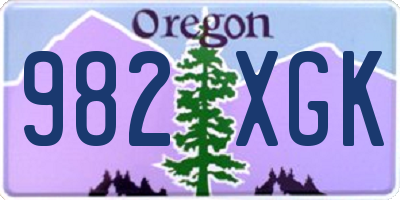 OR license plate 982XGK