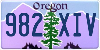 OR license plate 982XIV
