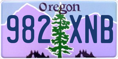OR license plate 982XNB