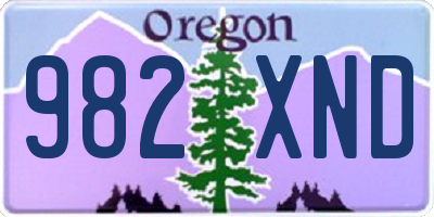 OR license plate 982XND