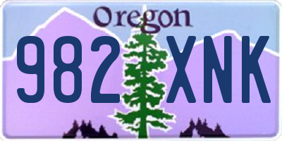 OR license plate 982XNK