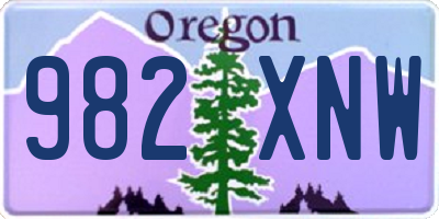 OR license plate 982XNW