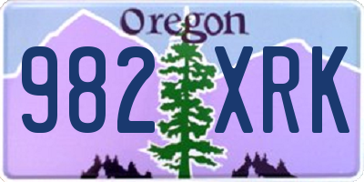 OR license plate 982XRK