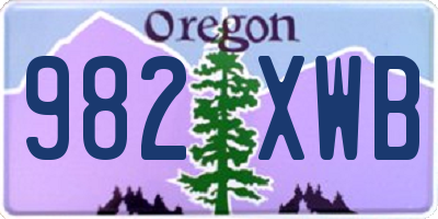 OR license plate 982XWB