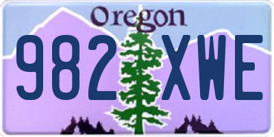 OR license plate 982XWE