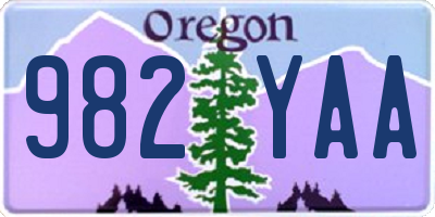 OR license plate 982YAA