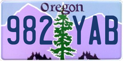 OR license plate 982YAB