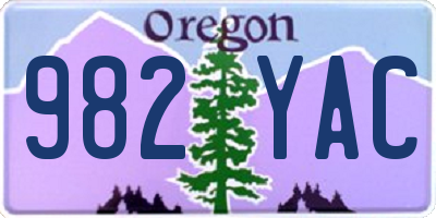 OR license plate 982YAC