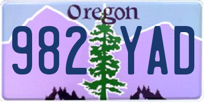 OR license plate 982YAD