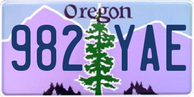 OR license plate 982YAE