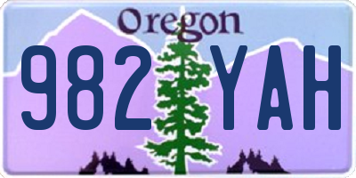 OR license plate 982YAH