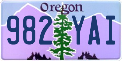 OR license plate 982YAI