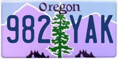 OR license plate 982YAK