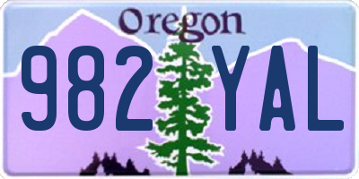 OR license plate 982YAL