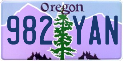 OR license plate 982YAN