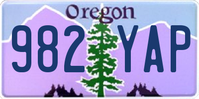 OR license plate 982YAP