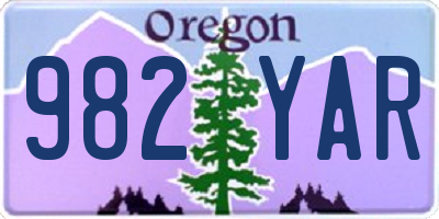 OR license plate 982YAR