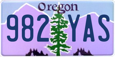 OR license plate 982YAS