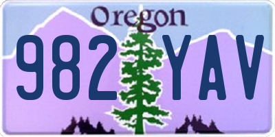 OR license plate 982YAV