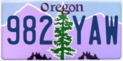 OR license plate 982YAW