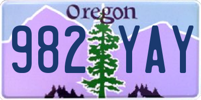 OR license plate 982YAY