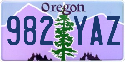 OR license plate 982YAZ