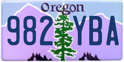 OR license plate 982YBA