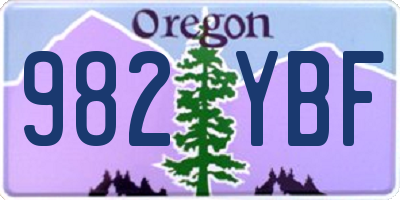 OR license plate 982YBF