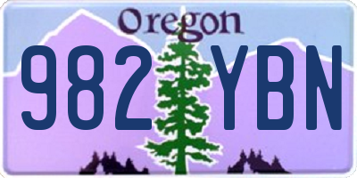 OR license plate 982YBN