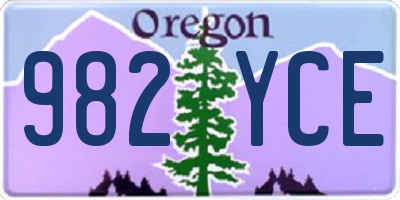 OR license plate 982YCE