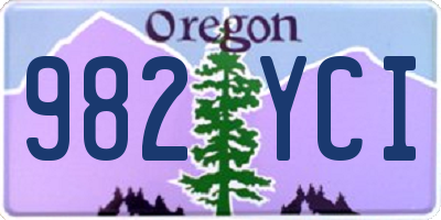 OR license plate 982YCI