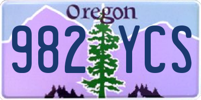OR license plate 982YCS