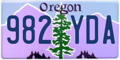 OR license plate 982YDA