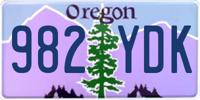 OR license plate 982YDK