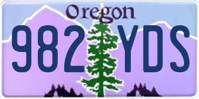 OR license plate 982YDS