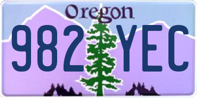 OR license plate 982YEC