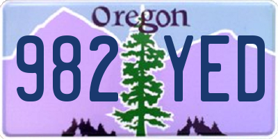 OR license plate 982YED