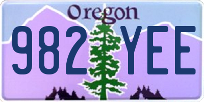 OR license plate 982YEE