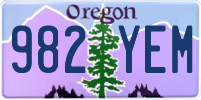 OR license plate 982YEM