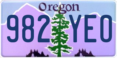 OR license plate 982YEO