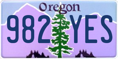 OR license plate 982YES