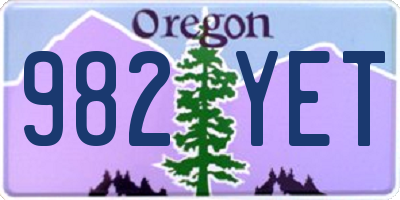 OR license plate 982YET