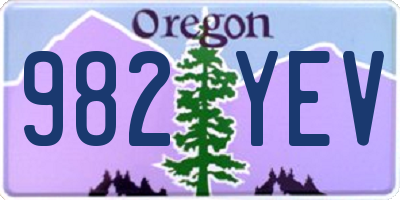 OR license plate 982YEV