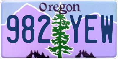 OR license plate 982YEW