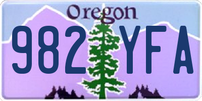 OR license plate 982YFA